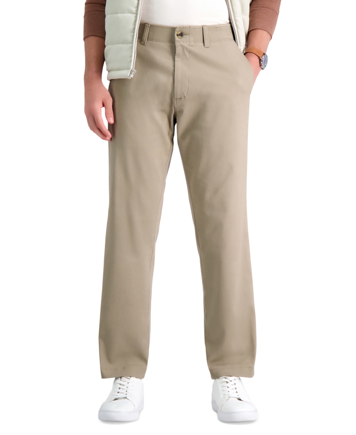 Haggar Men's Life Khaki Straight Fit Comfort Pant In Medium Khaki