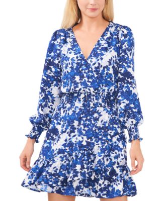 Vince Camuto - Women's Printed Smocked-Waist Tiered Dress