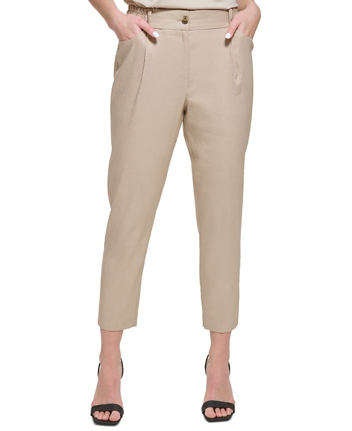 Calvin Klein Women's Cropped Linen Pants - Macy's