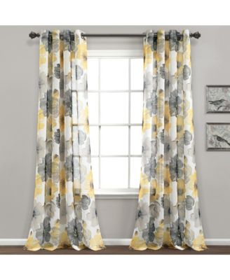 Lush Decor Leah Floral Sheer Window Curtain Panels Pair 52"W x 84"L Red & Orange - Floral Curtains for Bedroom - Sheer Curtains for Living Room