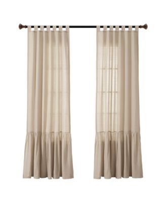 Lush Decor Farmhouse Faux Linen Tab Top Window Curtain Panel Single