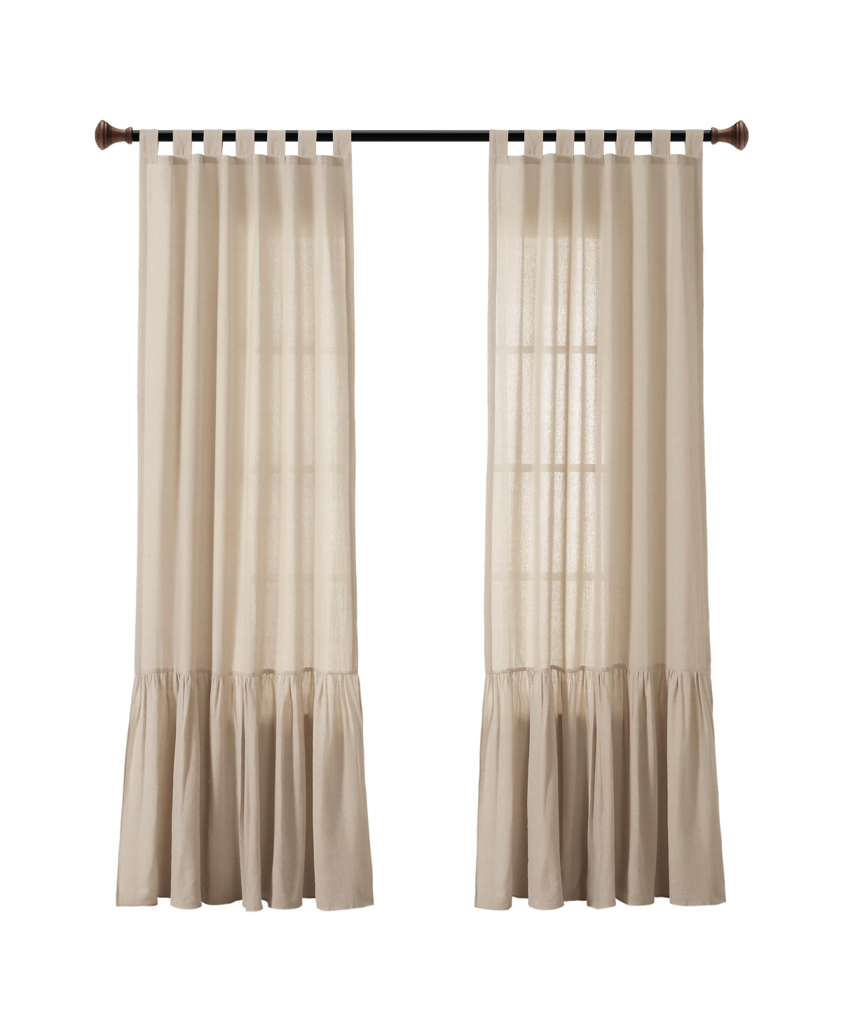 Lush Decor Farmhouse Faux Linen Tab Top Window Curtain Panel Single 40"W x 84"L Off - Curtains For Bedroom - Living Room Curtains