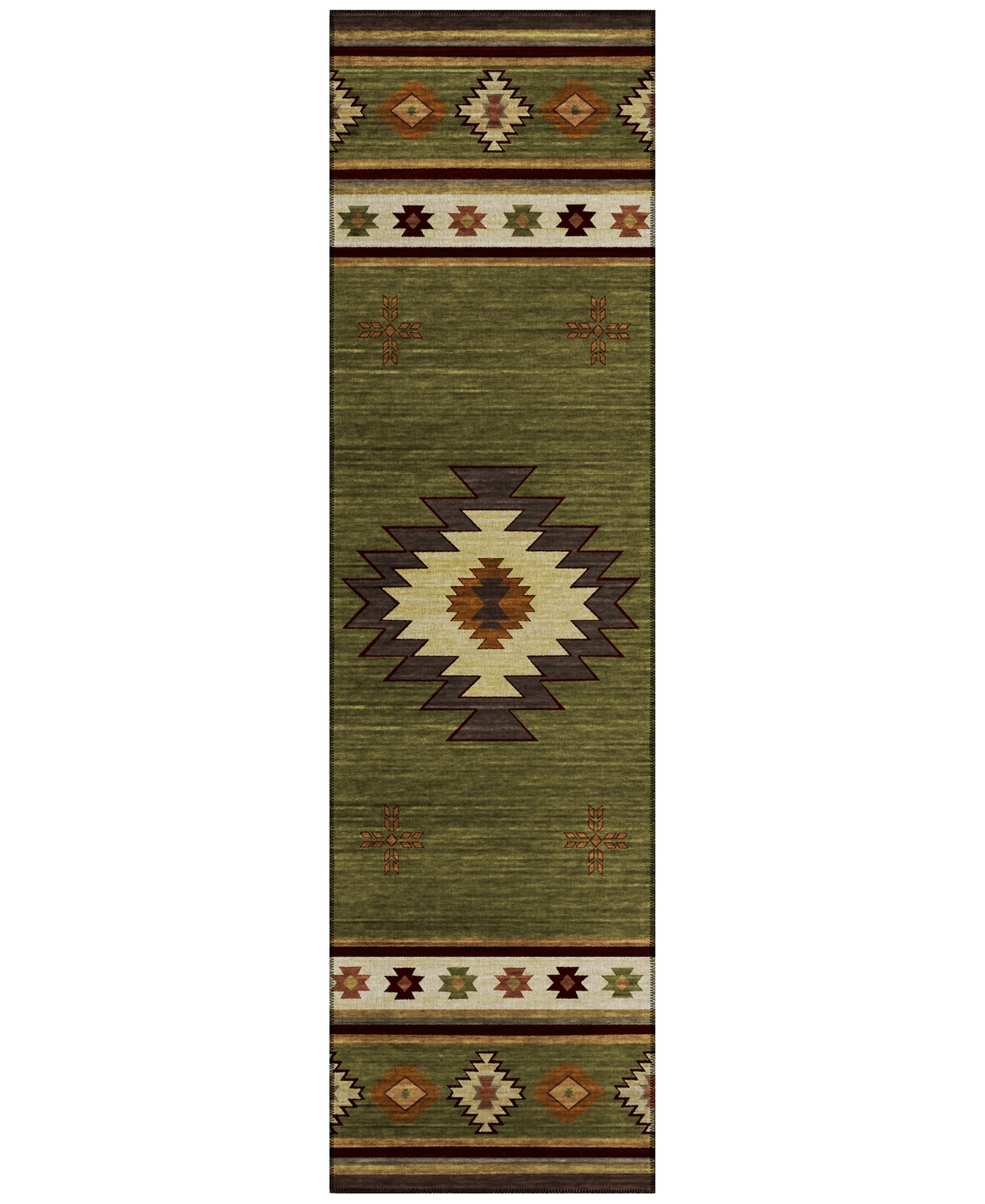 D Style Phoenix Ph4 2'3" X 7'6" Runner Area Rug In Olive