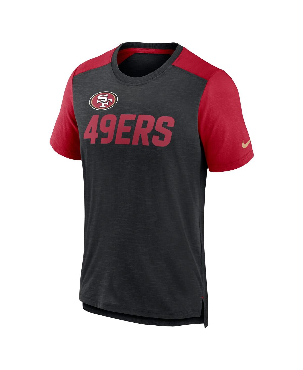 Men's Nike Heathered Scarlet San Francisco 49ers Color Block Team Name T-shirt - Heathered Scarlet