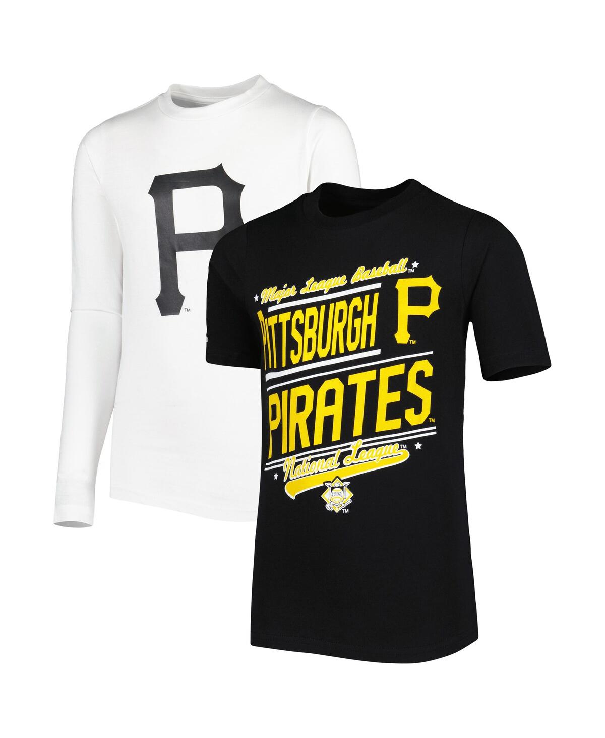 Shop Stitches Big Boys  Black, White Pittsburgh Pirates Combo T-shirt Set In Black,white