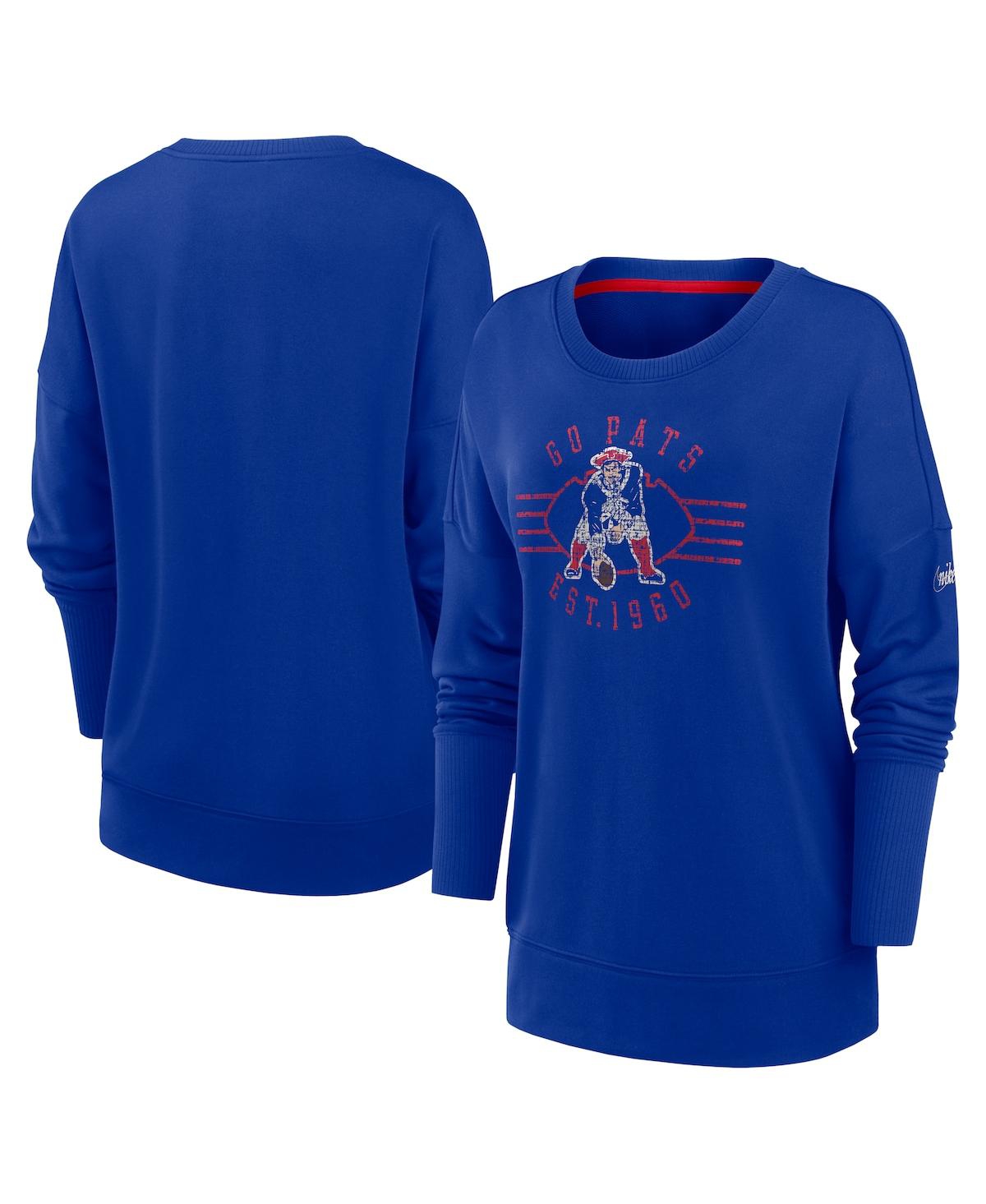 Shop Nike Women's  Royal New England Patriots Rewind Playback Icon Performance Pullover Sweatshirt