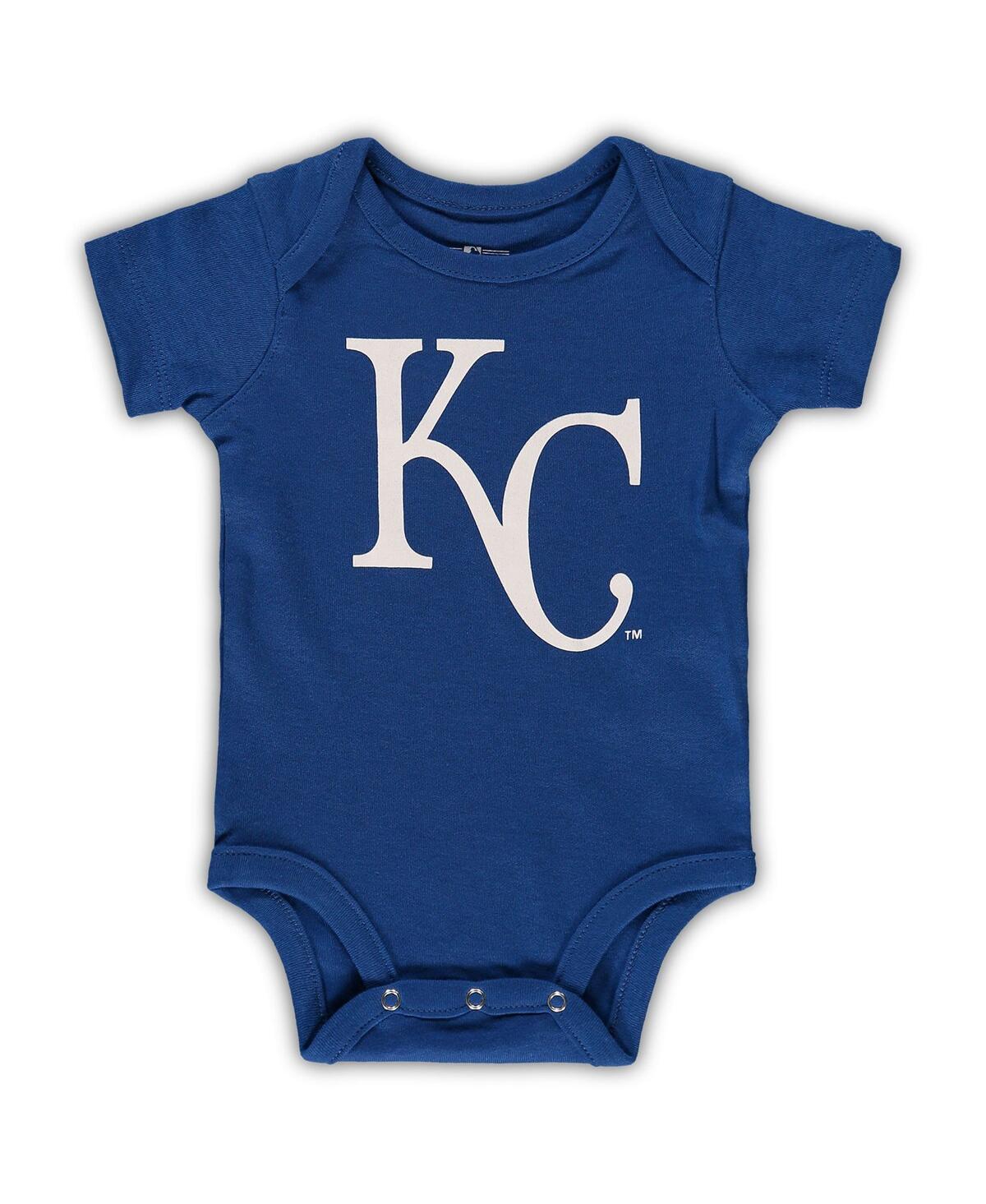 Outerstuff Infant Boys And Girls Royal, Light Blue, Heathered Gray Kansas City Royals 3-pack Change Up Bodysuit In Royal,light Blue,heathered Gray