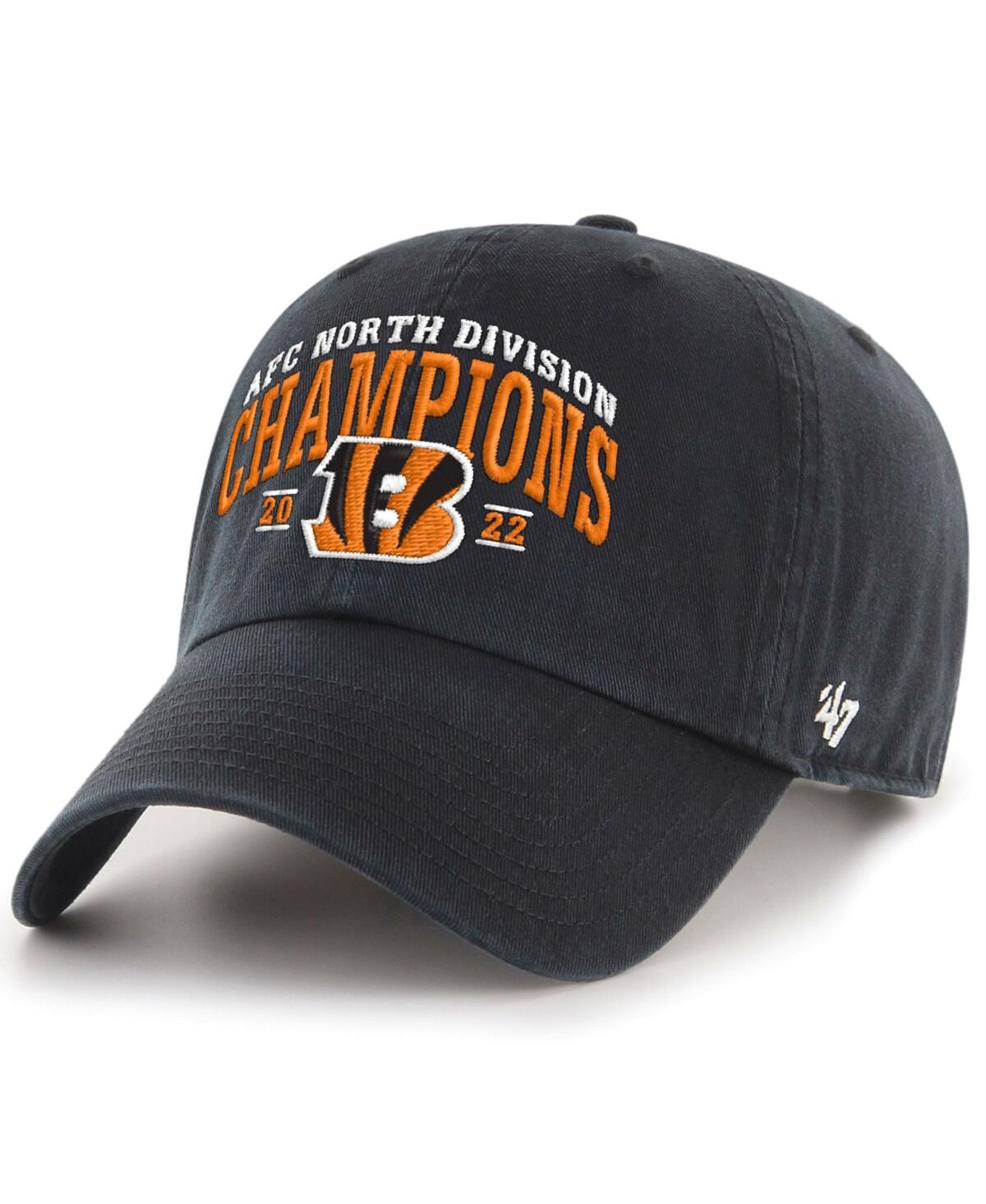 47 Brand Men's ' Black Cincinnati Bengals 2022 Afc North Division Champions Clean Up Adjustable Hat