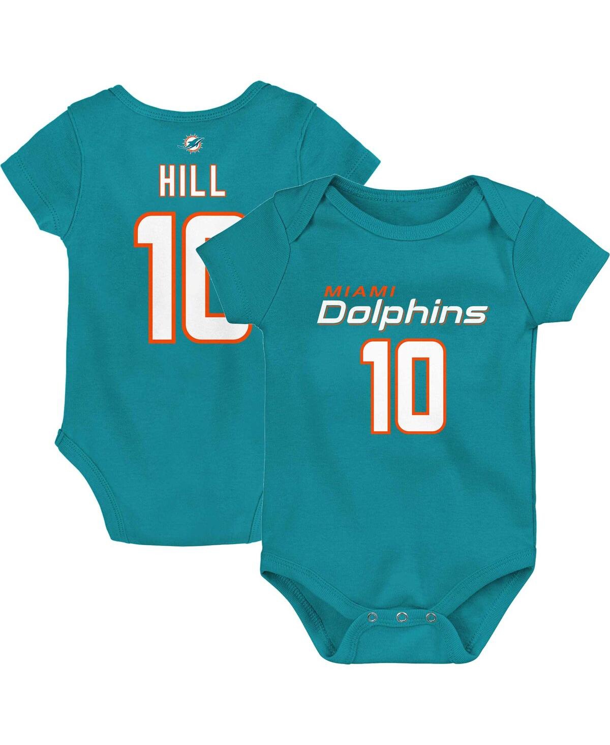Outerstuff Newborn And Infant Navy Boys And Girls Tyreek Hill Aqua Miami Dolphins Mainliner Player Name And Num In Aqua