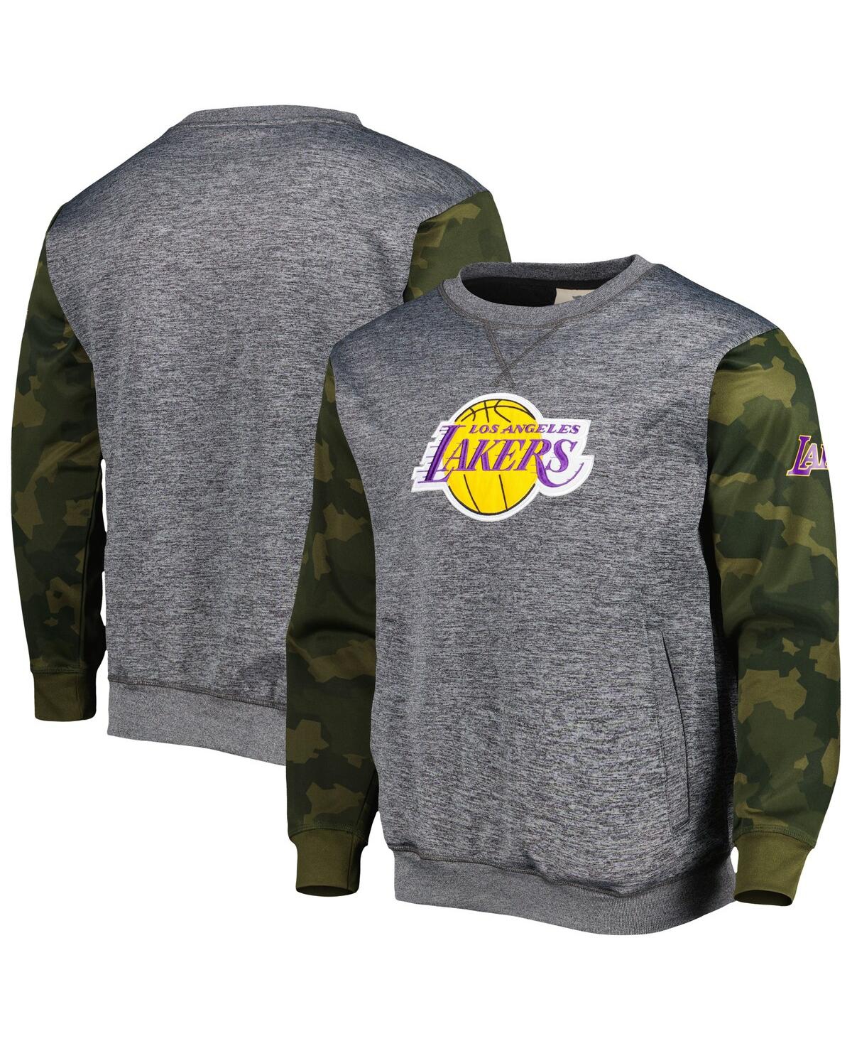 Shop Fanatics Men's  Heather Charcoal Los Angeles Lakers Camo Stitched Sweatshirt