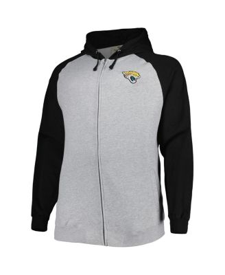 Men's Heather Gray Jacksonville Jaguars Big and Tall Fleece Raglan Full-Zip Hoodie Jacket