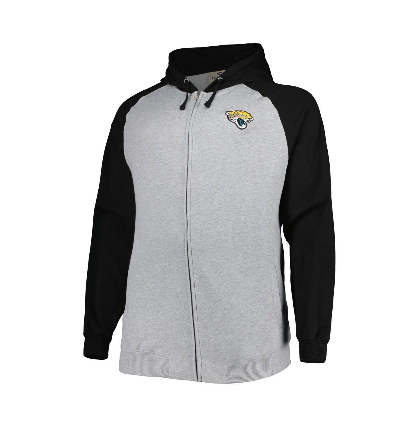 Мужская куртка Profile Heather Gray Jacksonville Jaguars Big and Tall Fleece Raglan Full-Zip Hoodie Jacket — фото 3
