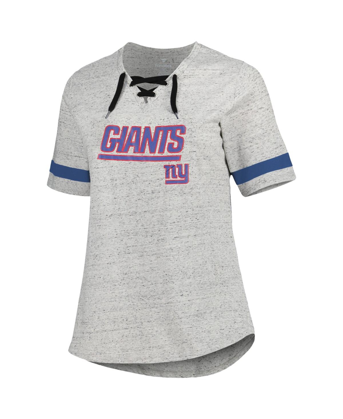 Shop Profile Women's Heather Gray New York Giants Plus Size Lace-up V-neck T-shirt