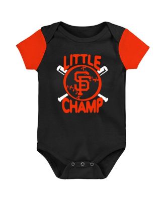 Newborn and Infant Boys and Girls Black, Orange San Francisco Giants Little Champ Three-Pack Bodysuit Bib and Booties Set