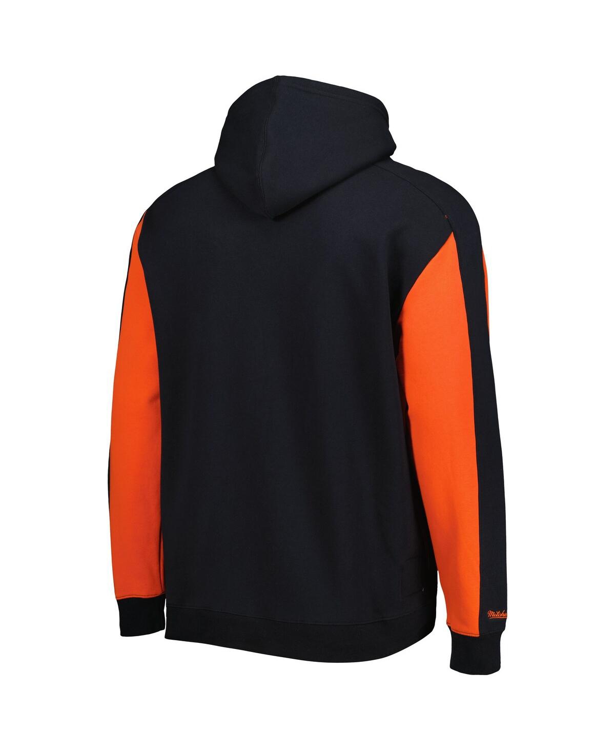 Shop Mitchell & Ness Men's  Black And Orange San Francisco Giants Colorblocked Fleece Pullover Hoodie In Black,orange