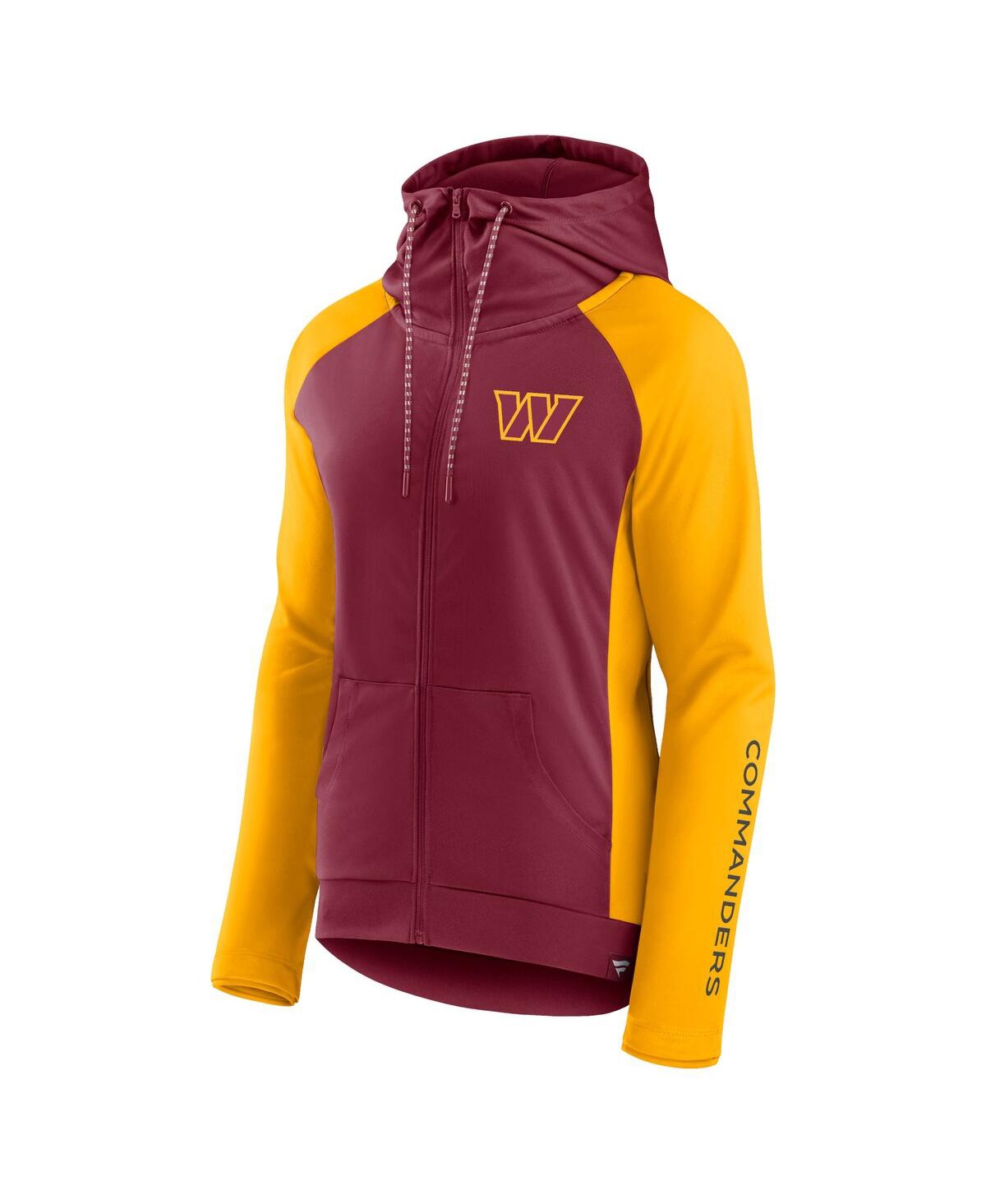 Fanatics Branded Burgundy/gold Washington Commanders End Around Lightweight Raglan Full-zip Hoodie J In Burgundy,gold