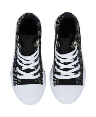 Youth Boys and Girls Black New Orleans Saints Repeat Wordmark High Top Canvas Allover Sneakers