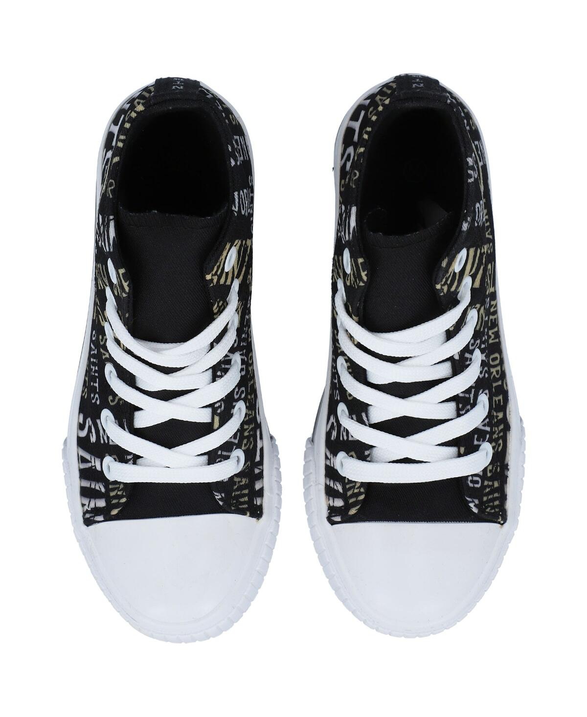 Foco Youth Boys And Girls  Black New Orleans Saints Repeat Wordmark High Top Canvas Allover Sneakers In Black