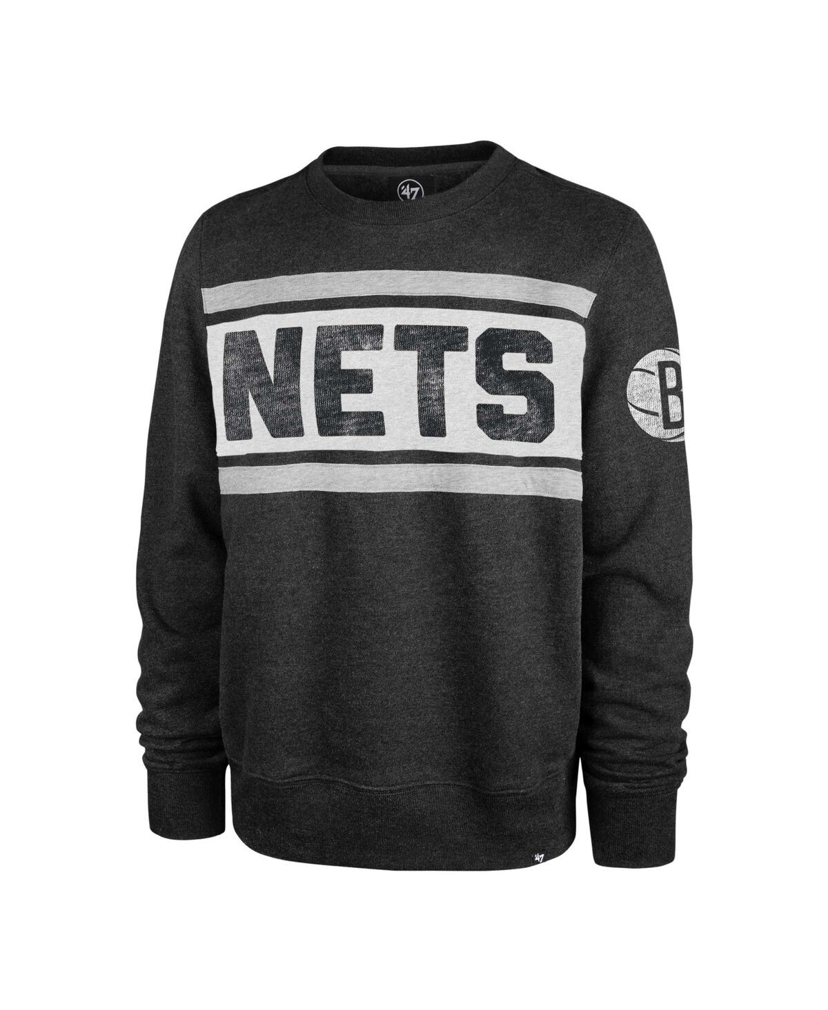 Shop 47 Brand Men's ' Heather Black Brooklyn Nets Tribeca Emerson Pullover Sweatshirt