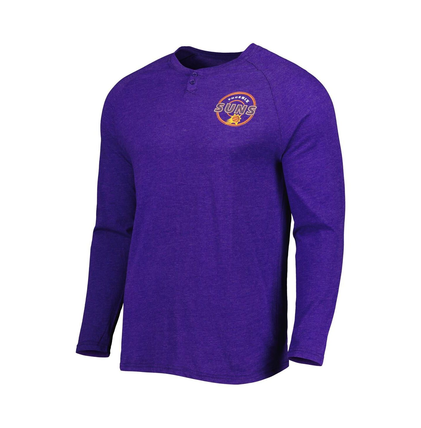 Мужская футболка Concepts Sport Heathered Purple Phoenix Suns Left Chest Henley Raglan Long Sleeve — фото 3