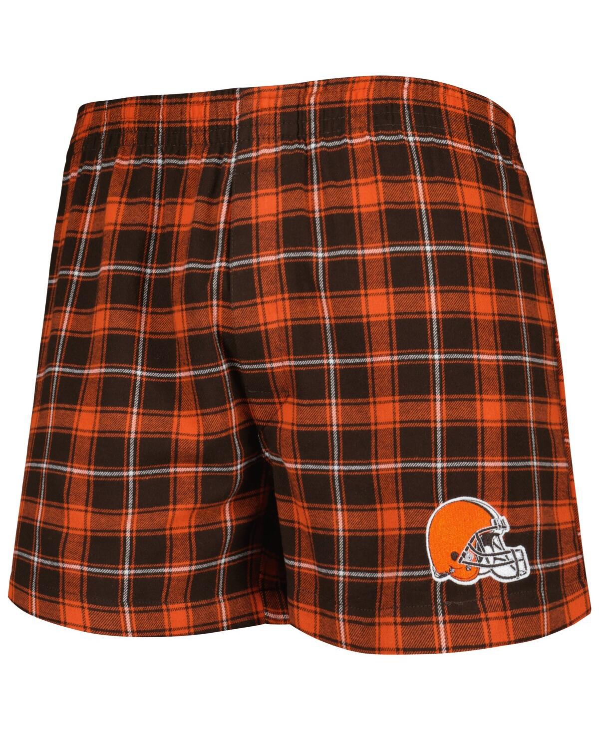 Men's Concepts Sportand Orange Cleveland Browns Ledger Flannel Boxers - Brown, Orange