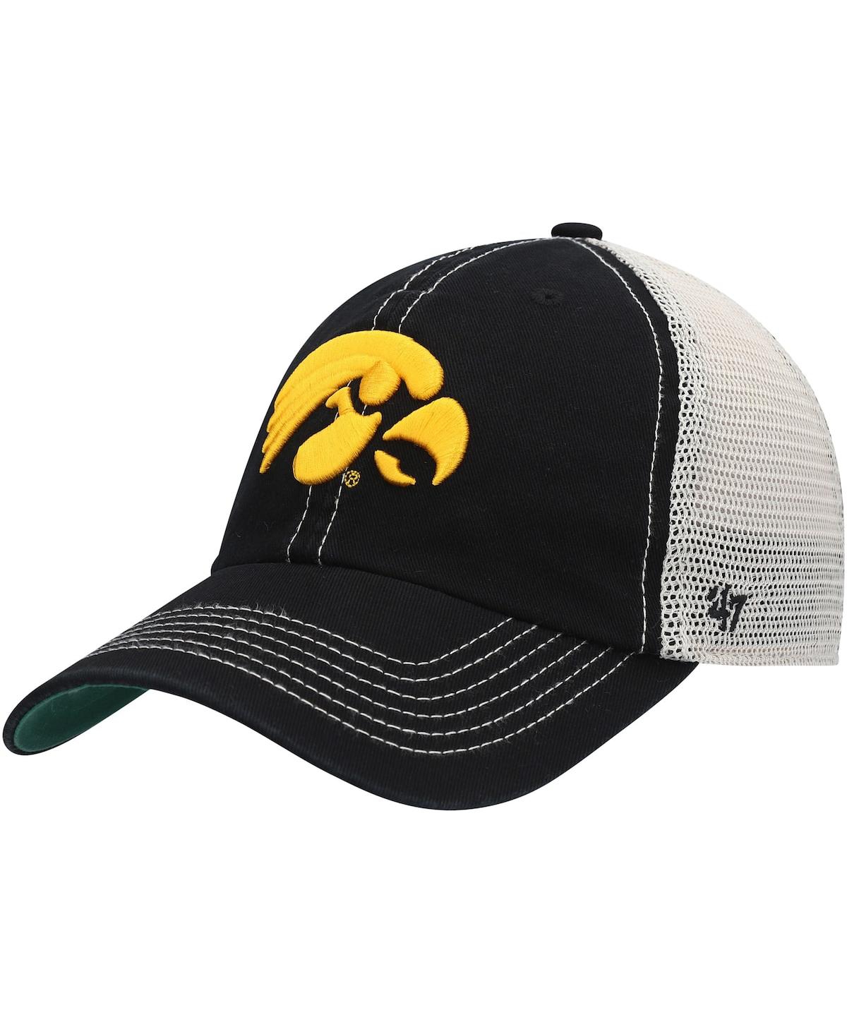 47 Brand Men's ' Black, White Iowa Hawkeyes Interlude Mvp Trucker Snapback Hat In Black