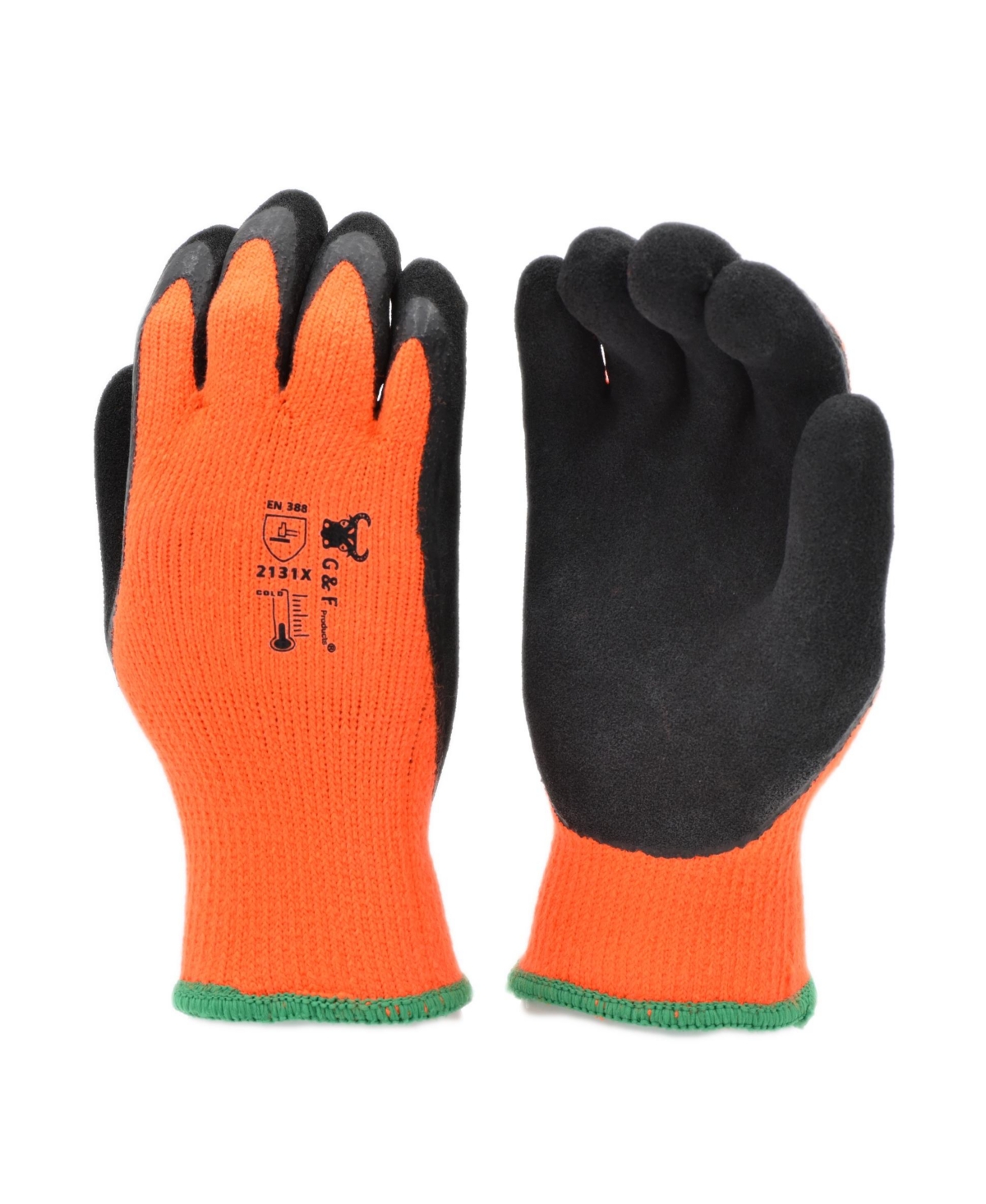 Double Coated Windproof Winter Gloves, 12 pairs - Orange