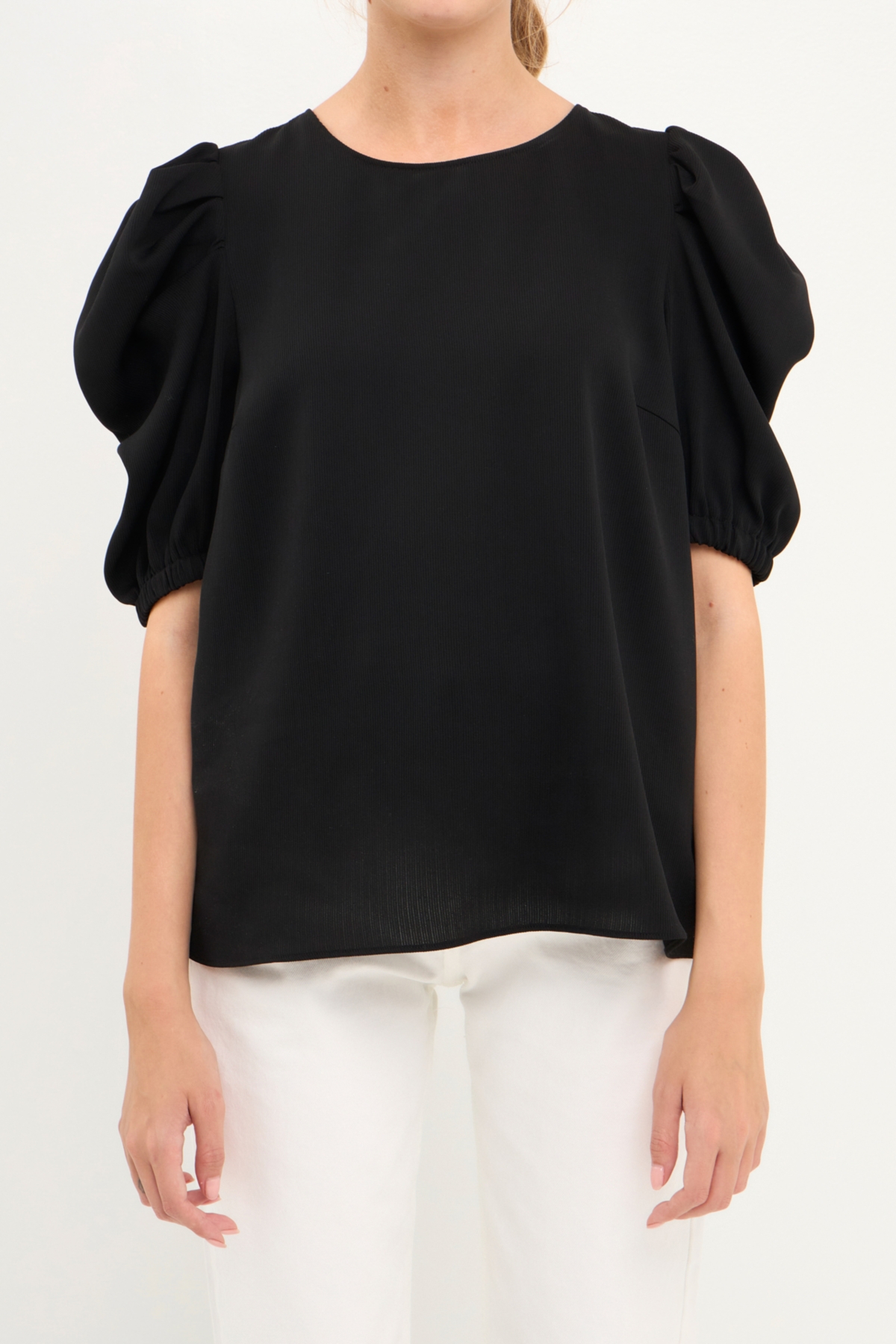 English Factory Women's Pleated Puff Sleeve Top
