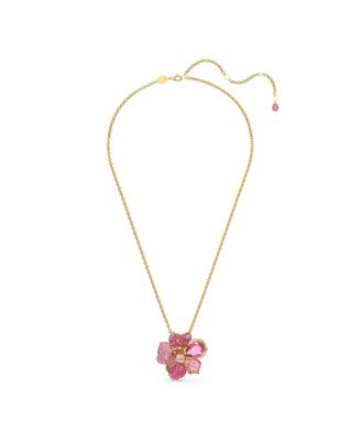 Crystal Pave Flower Florere Pendant Necklace And Brooch