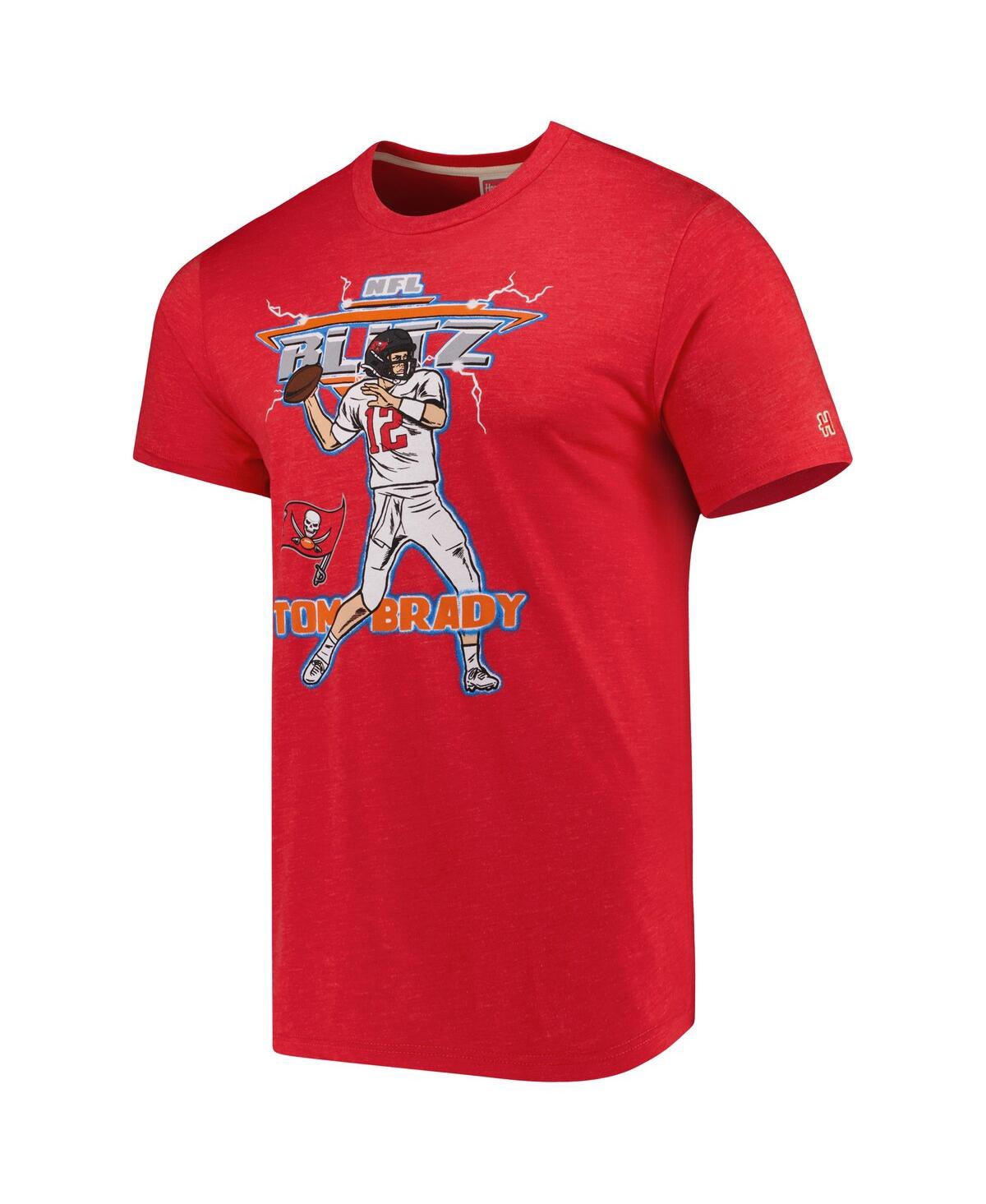 Homage Men's  Tom Brady Heathered Red Tampa Bay Buccaneers Nfl Blitz Player Tri-blend T-shirt In Heathered Red