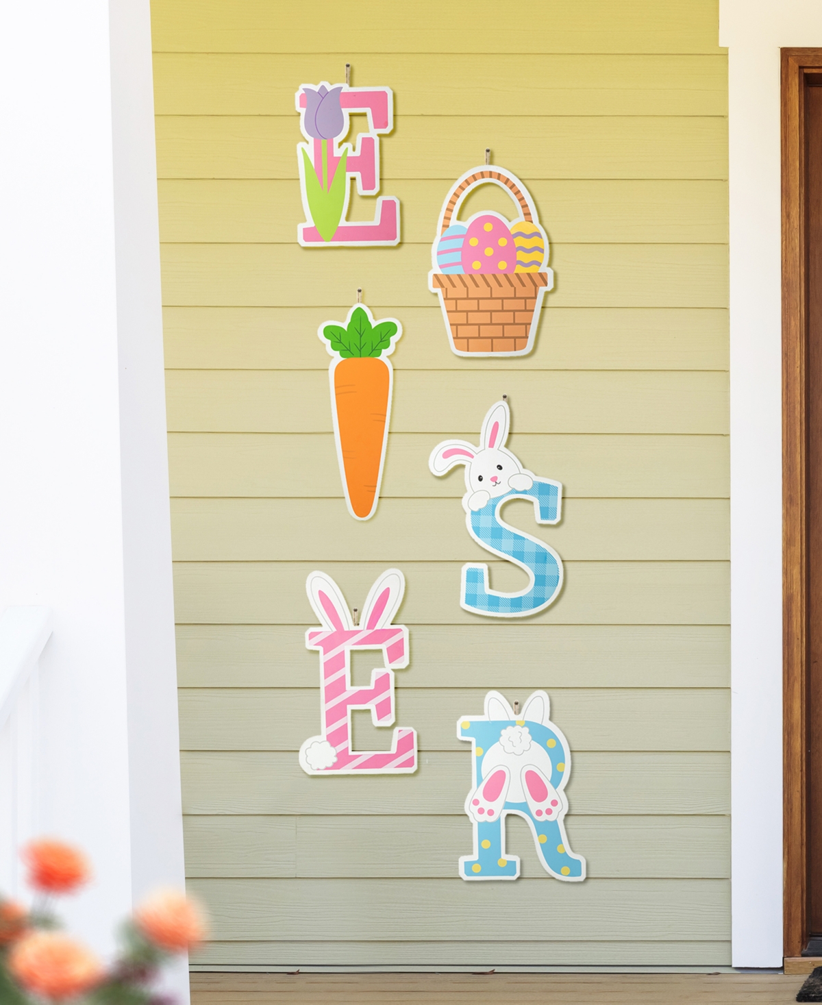 Glitzhome L Easter Icon Metal Yard Stake, Set of 6