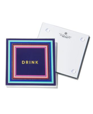 4" D Cheers to You Glass Coaster Set, 4 Piece