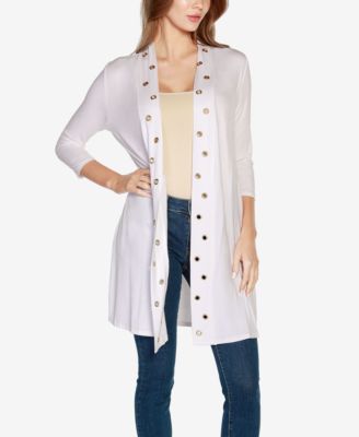 Women's Grommet-Trim Duster Open Front Cardigan Top