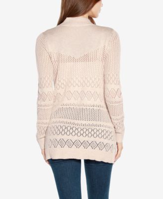 Women's Pointelle Long Sleeves Open Cardigan Sweater