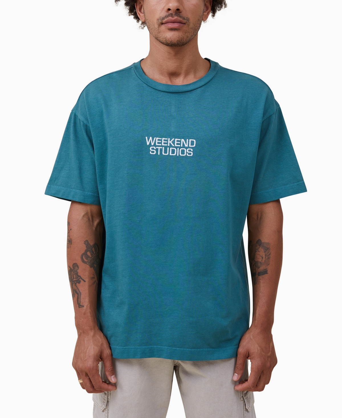 かわいい新作 Cotton On Men's Heavy Weight Crew Neck T-shirt In Deep Sea トップス
