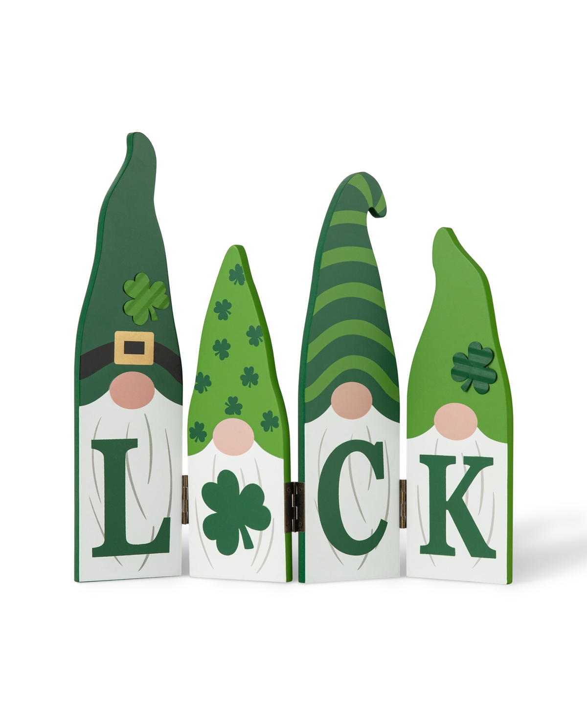 Glitzhome 12.25" L St. Patrick's Wooden Luck Shamrock Gnome Table Decor In Multi