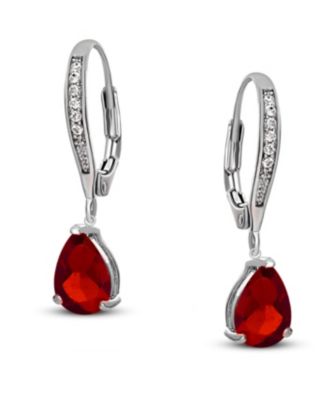 Sterling Silver Cubic Zirconia Teardrop Leaver back Earrings