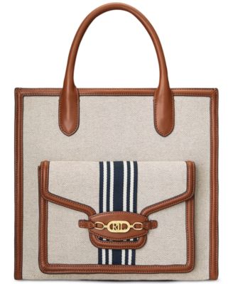 Lauren Ralph Lauren - Symone Striped Canvas Medium Tote Bag