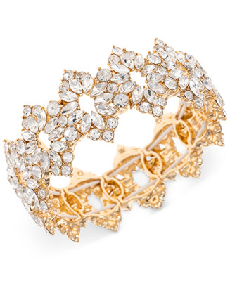 I.N.C. International Concepts Gold-Tone Crystal Empress Flower Stretch ...