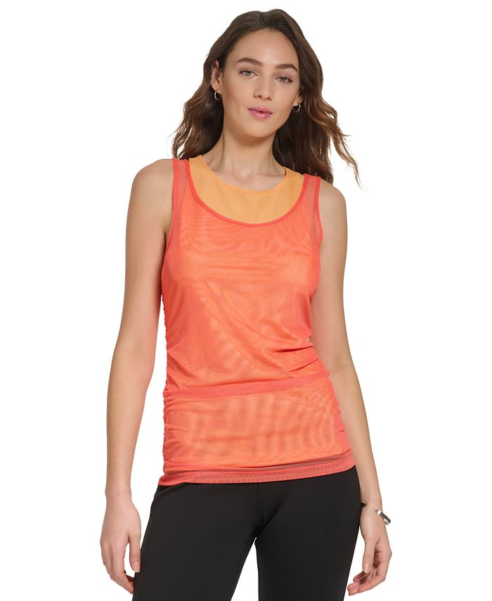 DKNY Women's MeshDetail Crewneck Sleeveless Tank Top Macy's