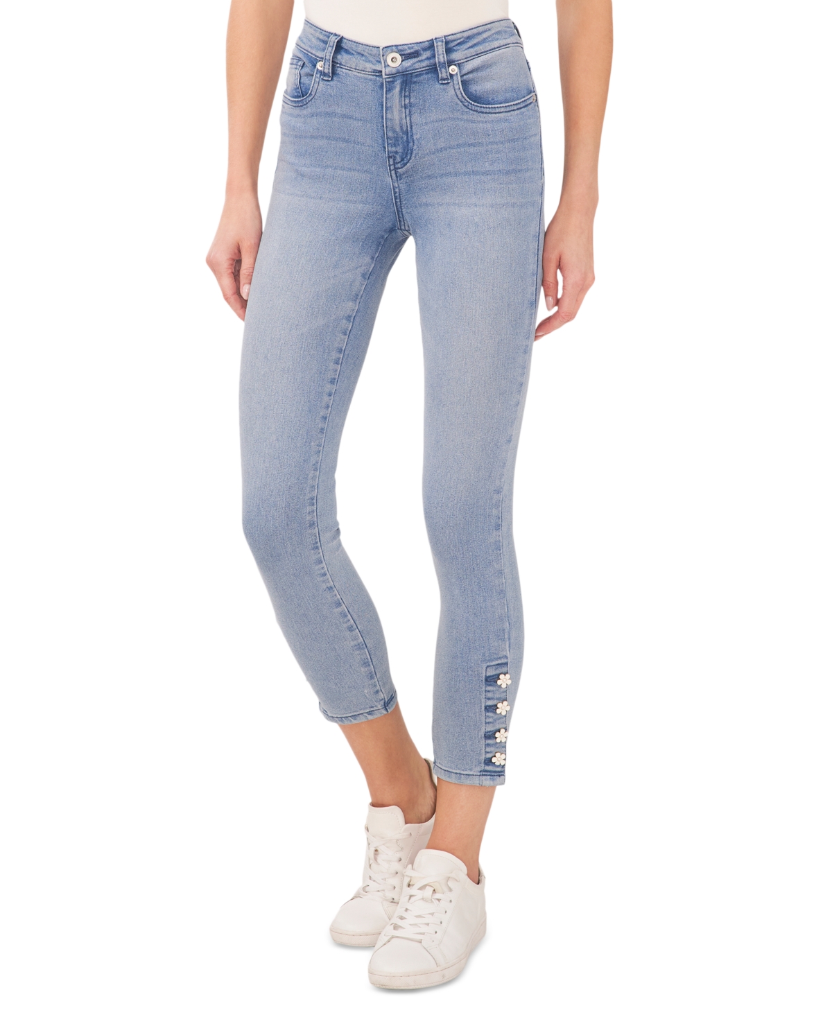  CeCe Women's Embellished Mid-Rise Skinny Jeans