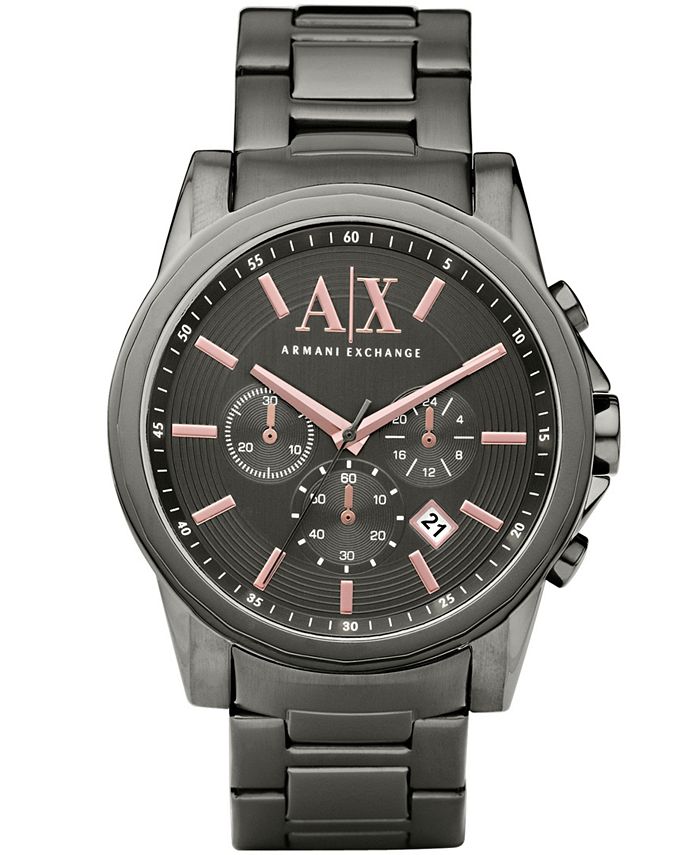 A|X Armani Exchange Men's Chronograph Gunmetal Gray Stainless Steel ...