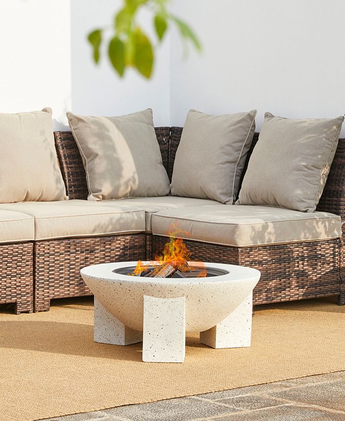 Glitzhome 27.5" Magnesium Oxide Outdoor Patio Modern Faux Terrazzo Wood