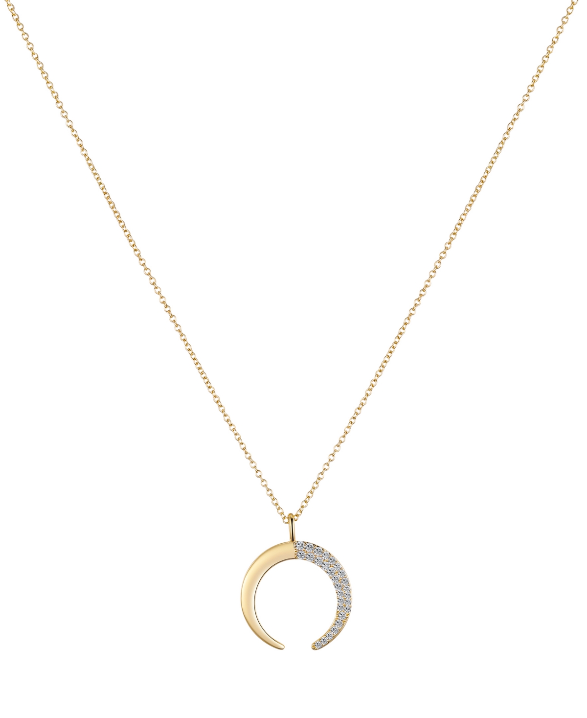 Unwritten 14k Gold Plated Cubic Zirconia Crescent Moon Pendant Necklace