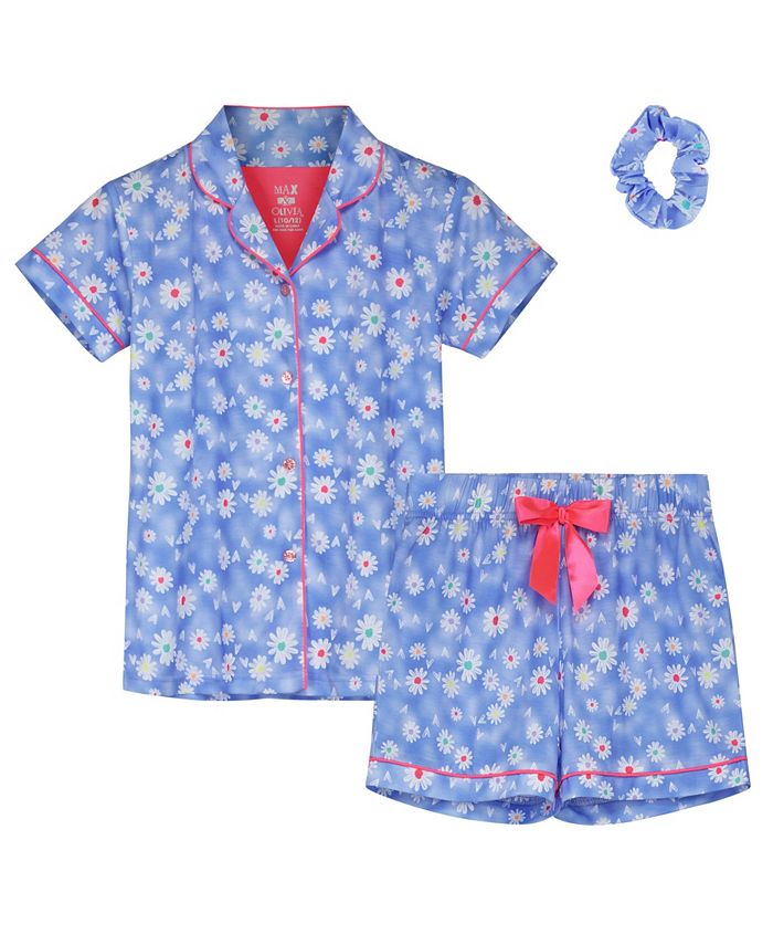 Max Olivia Big Girls Short Sleeves Top Short with Bow at Waist