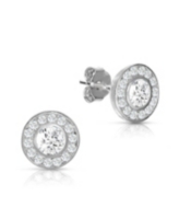 Genevive Sterling Silver Cubic Zirconia Halo Stud Earrings - White