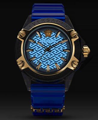 Versace Men's Swiss Icon Active Blue Silicone Strap Watch 42mm