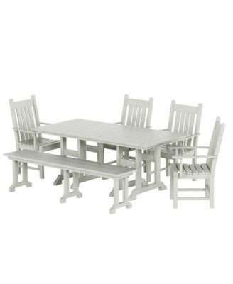 6 Piece Outdoor Patio Dining Set Outdoor Table and Bench Armchair Set
