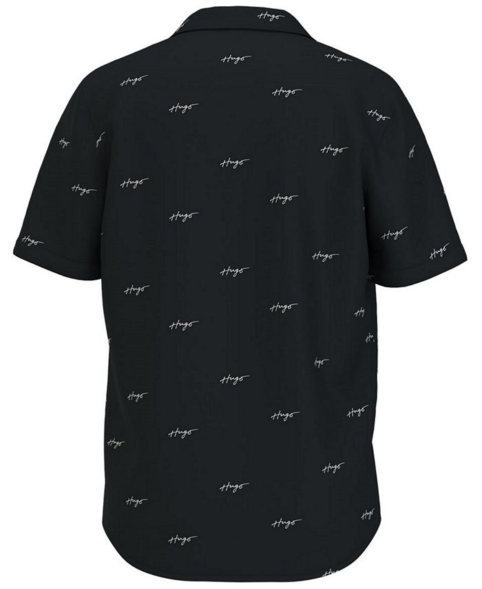 HUGO Men's Ellino RelaxedFit Signature LogoPrint ButtonDown Camp Shirt Macy's