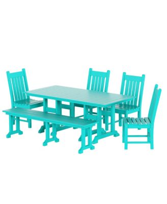 6 Piece Outdoor Patio Dining Set Outdoor Table and Bench Chair Set